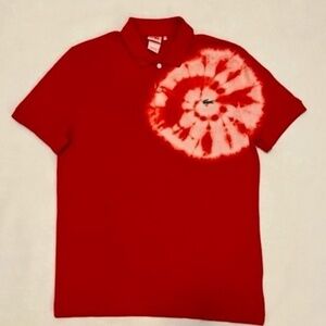 Lacoste Live! Red Tie-Dyed Polo Sz Large/5​​​​​​​​​​​​​​​​​​​​​​​​